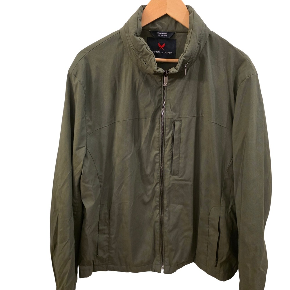 CARDINAL OF CANADA L Olive Wool Silk Zip Jacket Quiet Luxury Normcore Minimalist